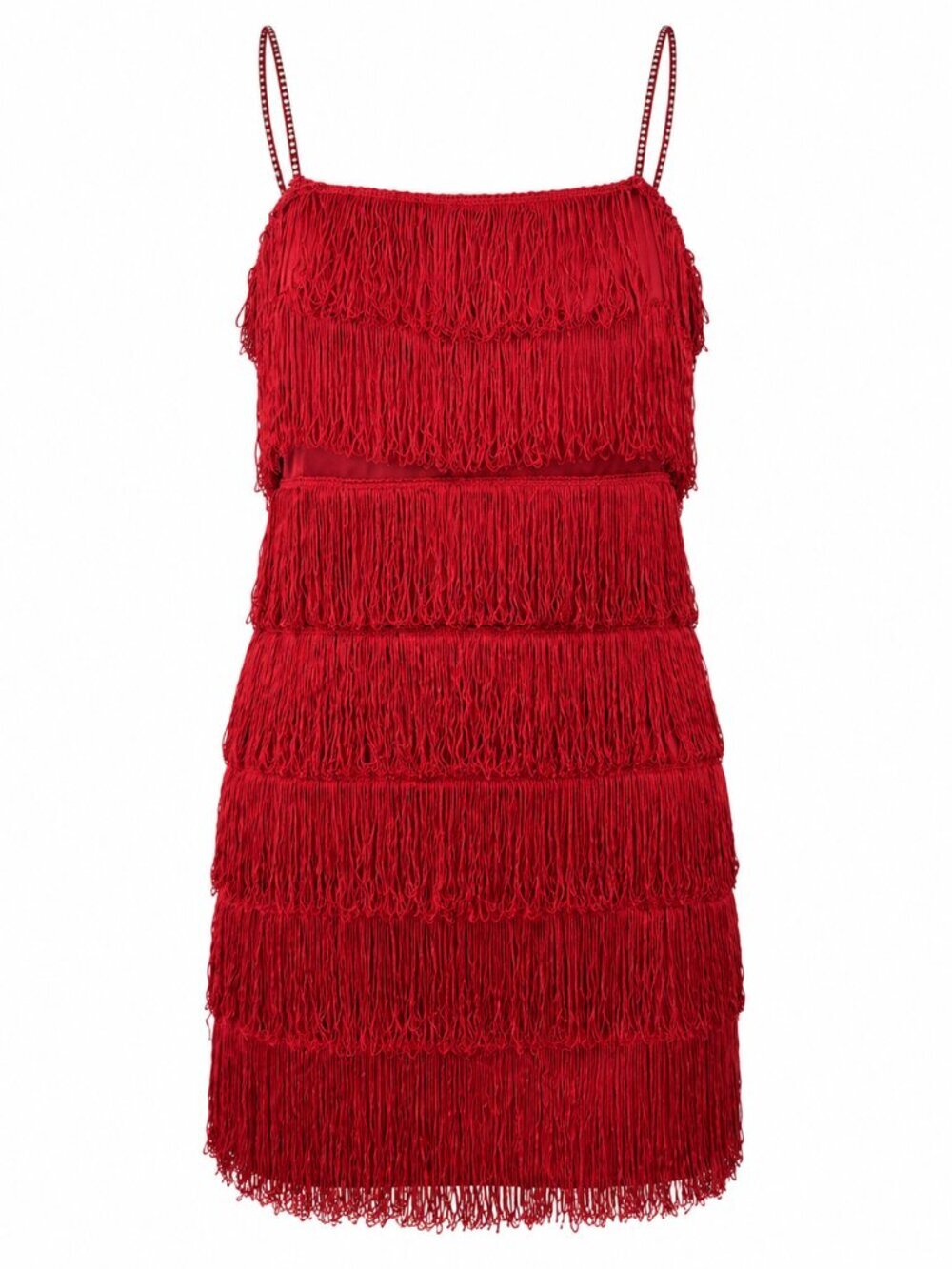 Vintage 90s Rare Roberta Red Fringe Flapper Mini Dress Size Small Cocktail
